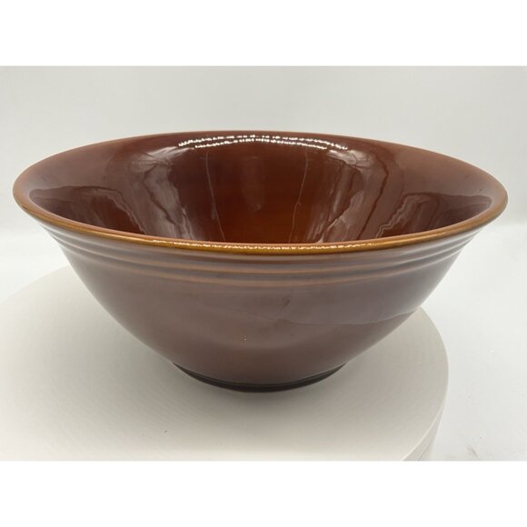 Ragon House Vintage Pottery Stoneware Brown Glaze Bowl ServeWare Collectible 9.5 - Picture 8 of 14
